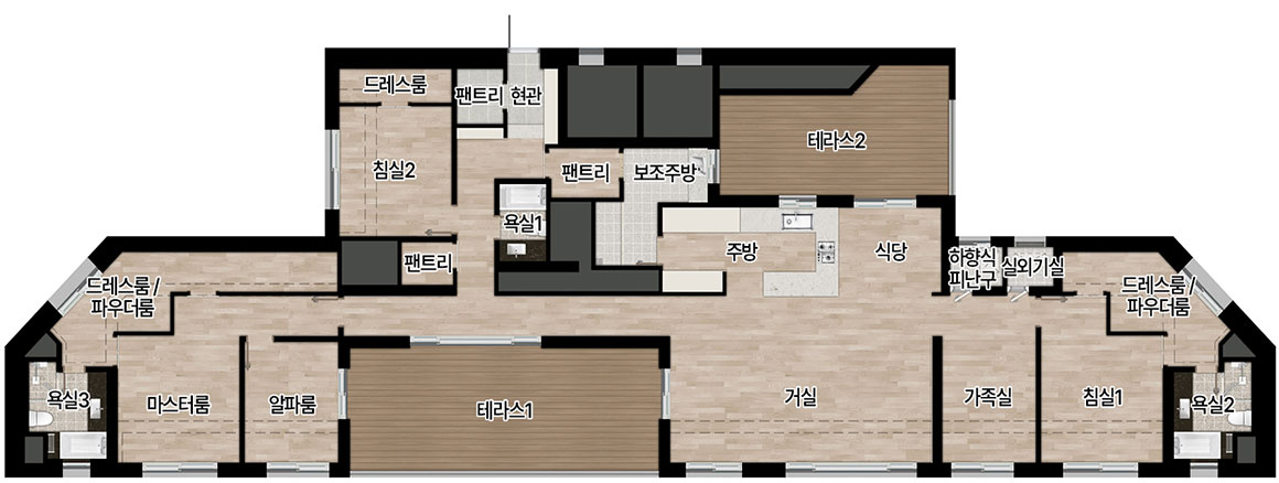 부천 상동역 롯데캐슬 모델하우스 192P 타입 확장형 평면도